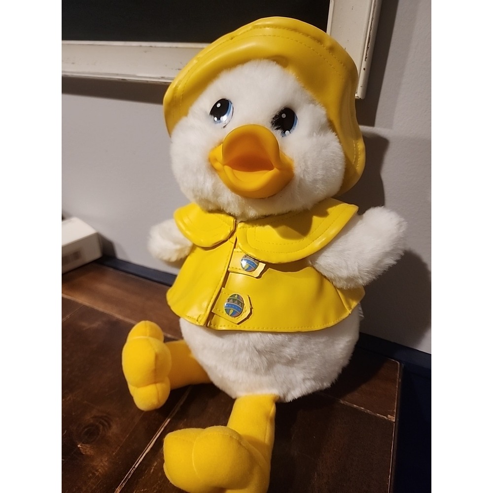VTG Easter Main Joy Limited Plush 14"‎ Chick Duck Vinyl Raincoat Hat Rubber Bill